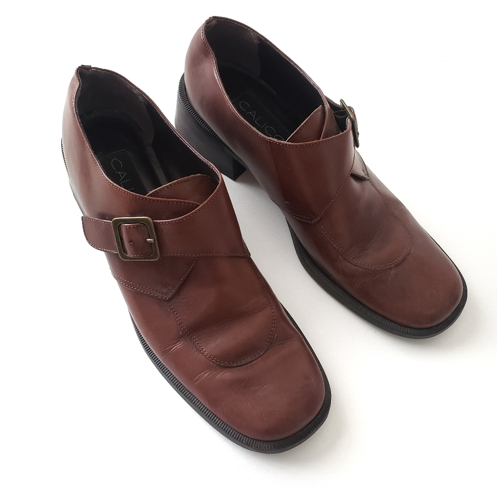 Calico Followme Monk Strap Square Toe Ankle Boot Block Heel Brown Sz 9 - Picture 4 of 15